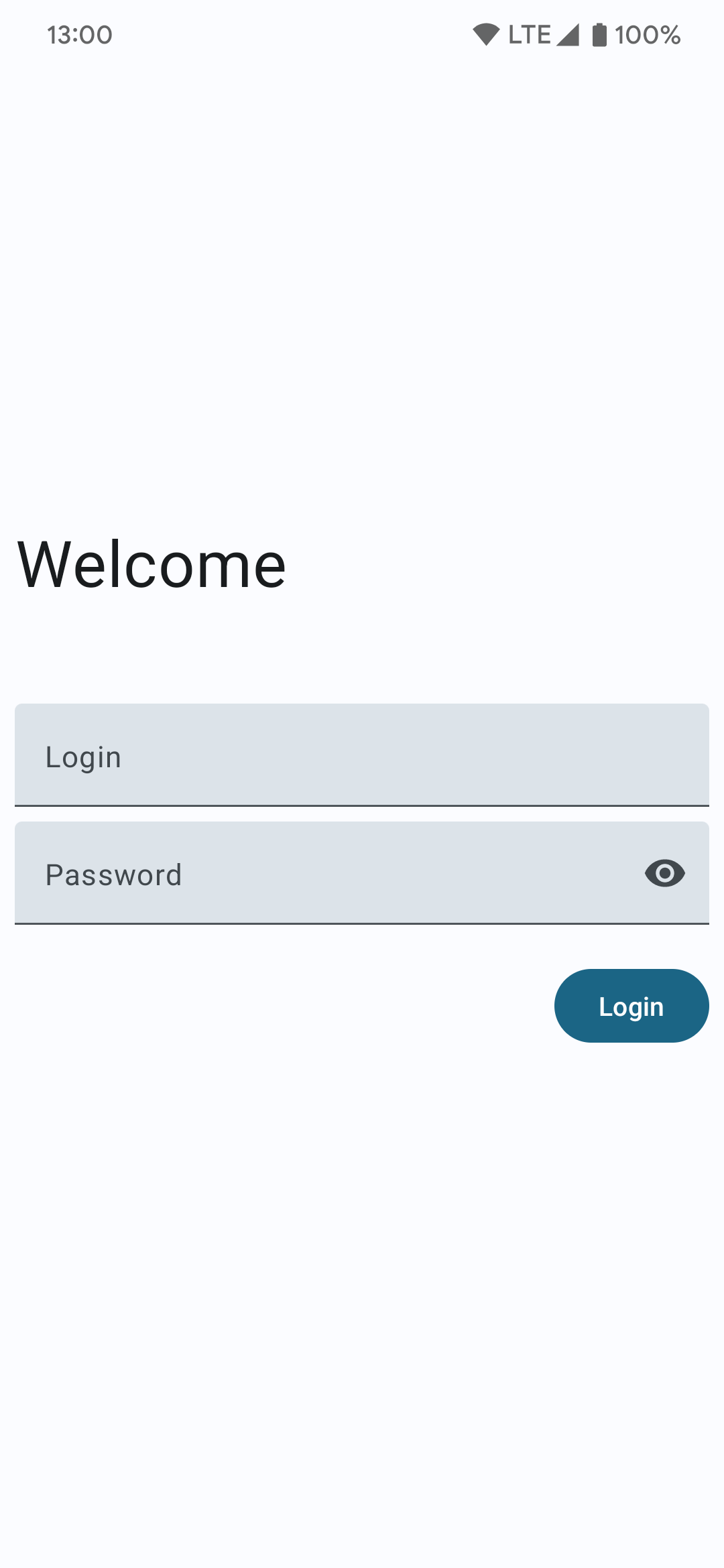 Screenshot of login screen