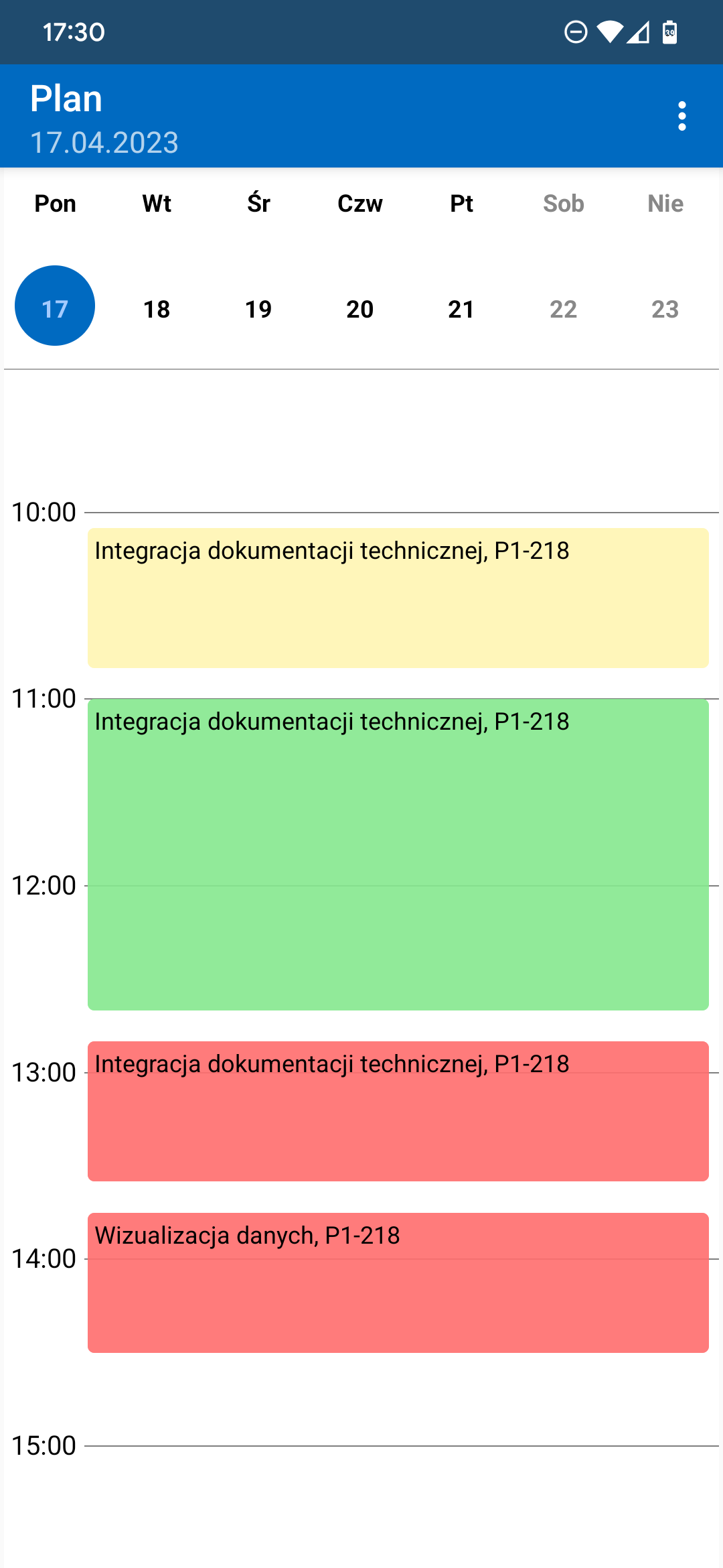 Screenshot of main screen