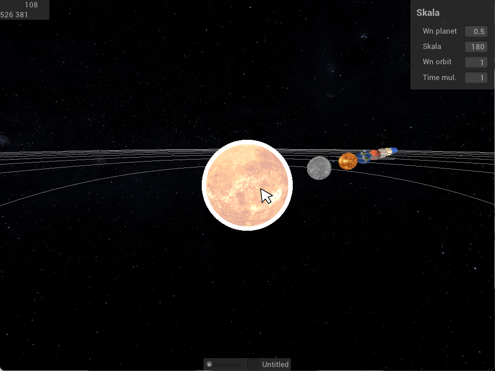 Screenshot of the Planet System app